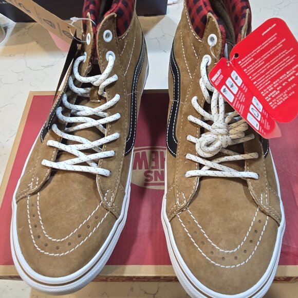 VANS Sk8-Hi MTE-1 Plaid Brown SNEAKER BOOT SHOES SKATEBOARDING MENS 10 NEW - Picture 4 of 16